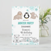 Niedliche arktische Geburtstagseinladung Feiertagskarte (Stehend Vorderseite)