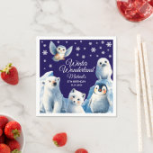 Niedliche arktische Tiere Blaue Winter-Kinder zum Serviette (Beispiel)