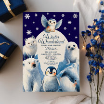 Niedliche arktische Tiere Blauer Winter Kindergebu