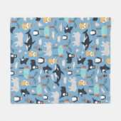 Niedliche arktische Tiere Nahtloses Muster Fleecedecke (Vorderseite (Horizontal))