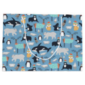 Niedliche arktische Tiere Nahtloses Muster Große Geschenktüte (Rückseite)