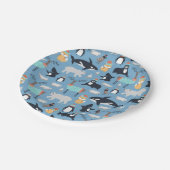 Niedliche arktische Tiere Nahtloses Muster Pappteller (Schrägansicht)