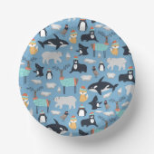 Niedliche arktische Tiere Nahtloses Muster Pappteller (Vorderseite)