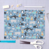 Niedliche arktische Tiere Nahtloses Muster Seidenpapier (Handwerk)