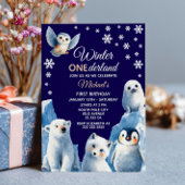 Niedliche Arktische Tiere Winterkinder zum ersten Einladung