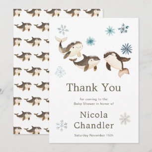 Niedliche arktische Whale-Babydusche Dankeskarte