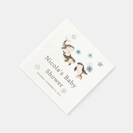 Niedliche arktische Whale-Babydusche Serviette (Ecke)