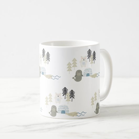 Niedliche arktische Wintertiere Kaffeetasse (VorderseiteRechts)