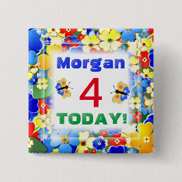 Niedliche Art Deco Blume Anpassbares Zeitalter Button