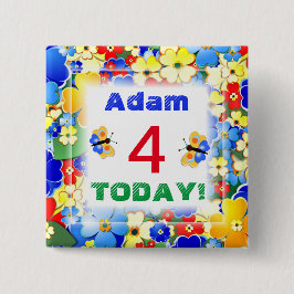 Niedliche Art Deco Blume Anpassbares Zeitalter Button