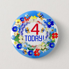 Niedliche Art Deco Blume Anpassbares Zeitalter Button