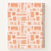 Niedliche Art liefert Muster für Orange Monogramm Notizblock (Rückseite)