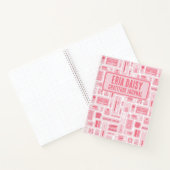 Niedliche Art liefert Muster Pink Monogramm Notizblock (Innenseite)