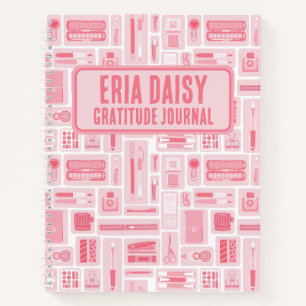 Niedliche Art liefert Muster Pink Monogramm Notizblock