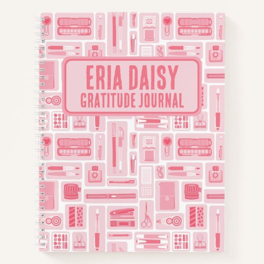 Niedliche Art liefert Muster Pink Monogramm Notizblock (Vorderseite)