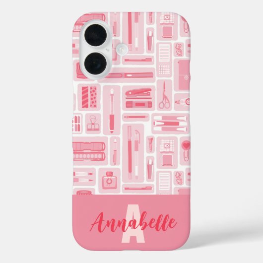 Niedliche Art liefert rosa Muster Monogramm Case-Mate iPhone Hülle (Rückseite)