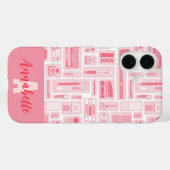 Niedliche Art liefert rosa Muster Monogramm Case-Mate iPhone Hülle (Rückseite (Horizontal))