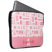Niedliche Art liefert rosa Muster Monogramm Laptopschutzhülle (Vorne Rechts)