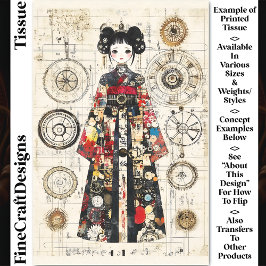 Niedliche asiatische Clockpunk-Puppe in Kimono CK6 Seidenpapier