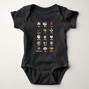 Niedliche asiatische Küche Kawaii Sushi Rice Fisc Baby Strampler