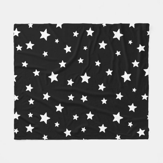 Niedliche Ästhetik-Sternenmuster in Schwarzweiß Fleecedecke (Vorderseite (Horizontal))