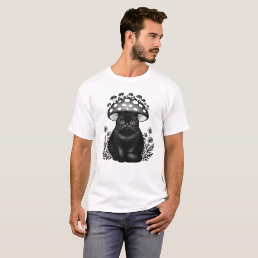 Niedliche ästhetische Katzenpilz Vintag T-Shirt (Vorne ganz)