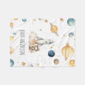 Niedliche Astronaut Space Monogram Boys Fleecedecke (Vorderseite (Horizontal))