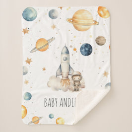 Niedliche Astronaut Space Monogram Boys Sherpadecke