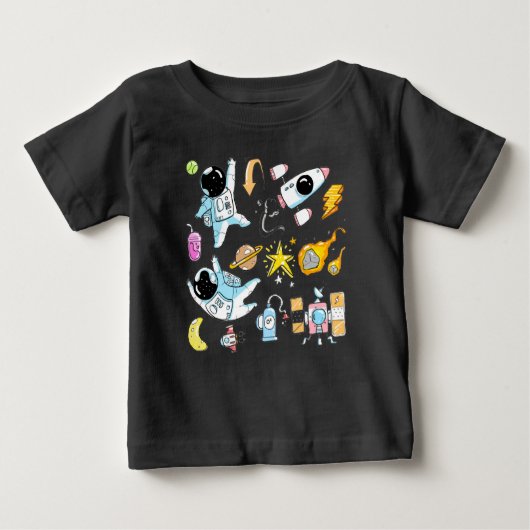 Niedliche Astronauten in Raumdoodles Baby T-shirt (Vorderseite)
