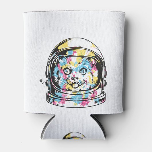 Niedliche Astronautenkatze Dosenkühler (Vorderseite)