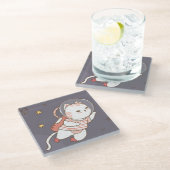 Niedliche Astronautenkatze Glasuntersetzer (Schrägansicht)