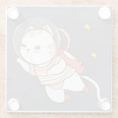 Niedliche Astronautenkatze Glasuntersetzer (Rückseite)