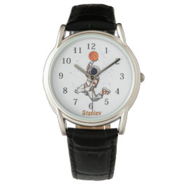 Niedliche Astronautenraumgalaxie Basketball Sterne Armbanduhr
