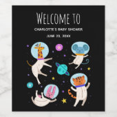 Niedliche Astronautentiere im Weltraum - Empfang Weinetikett (Einzelnes Label)