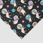 Niedliche Astronautentiere im Weltraum Gemustert Seidenpapier (Ausschnitt)