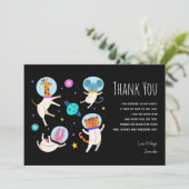 Niedliche Astronautentiere im Weltraum Vielen Dank Dankeskarte (Stehend Vorderseite)