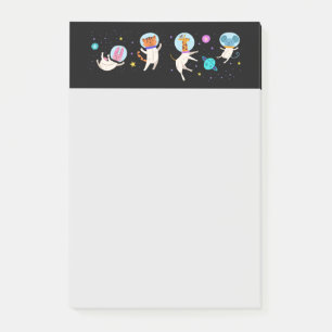 Niedliche Astronautentiere schwimmen im Weltraum Post-it Klebezettel