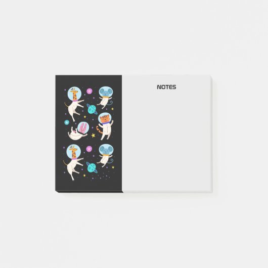 Niedliche Astronautentiere schwimmen im Weltraum Post-it Klebezettel (Vorderseite)