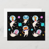 Niedliche Astronautentiere schwimmen im Weltraum Postkarte (Vorne/Hinten)