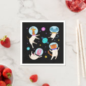 Niedliche Astronautentiere schwimmen im Weltraum Serviette (Beispiel)