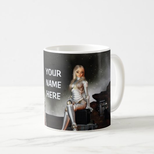 Niedliche Astronautin glücklich Kaffeetasse (VorderseiteRechts)