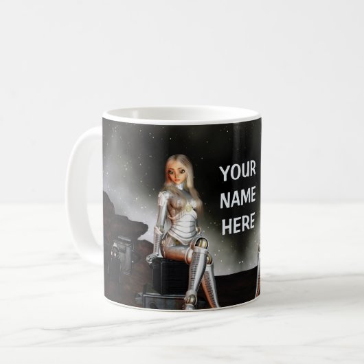 Niedliche Astronautin glücklich Kaffeetasse (Vorderseite Links)