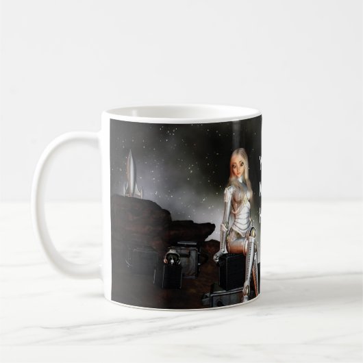 Niedliche Astronautin glücklich Kaffeetasse (Links)