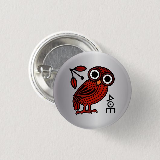 Niedliche Athener Auwl Tetradrachm-Münze Altgriech Button (Vorne & Hinten)