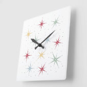 Niedliche atomare Sternexplosion Mitte des Jahrhun Quadratische Wanduhr (Winkel)