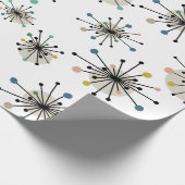 Niedliche atomare Sternexplosion Retro Mitte Jahrh Geschenkpapier (Ecke)