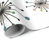 Niedliche atomare Sternexplosion Retro Mitte Jahrh Geschenkpapier (Rolleneckpunkt)