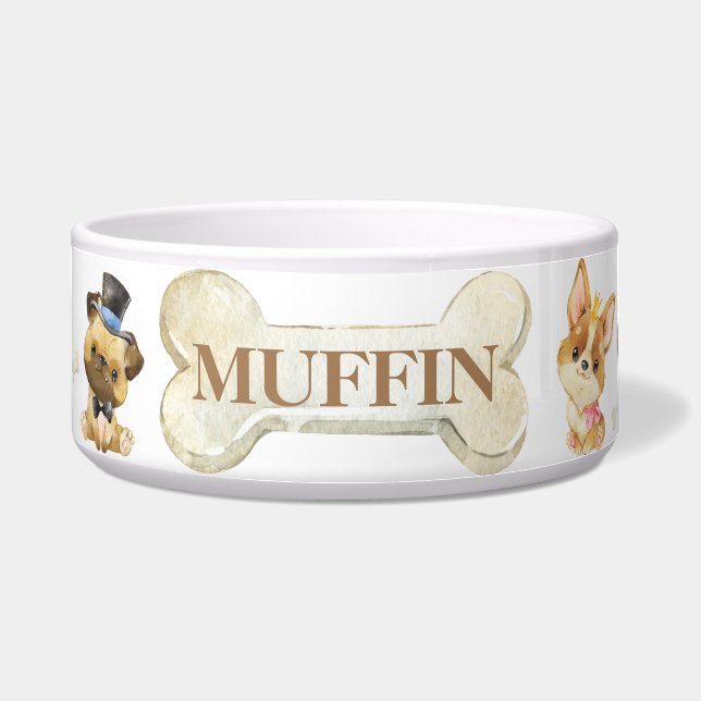 Niedliche aufgetauchte Hunde Corgi Mops Dackel She Napf (Vorderseite)