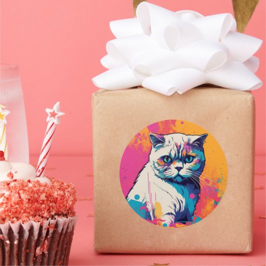 Niedliche Aufkleber für die weiße Katze (Party)