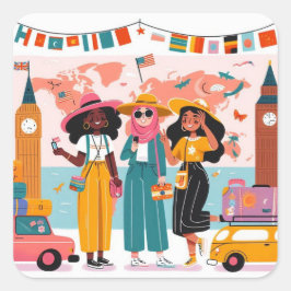 Niedliche Aufkleber für farbige Reisende